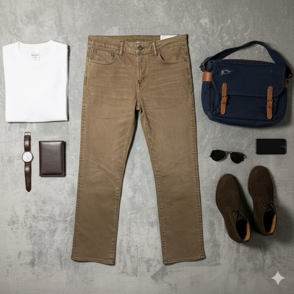 NWT American Eagle Pants Men 30x32 (30x29.5) Bootcut Caramel Beige airflex READ - Picture 1 of 13